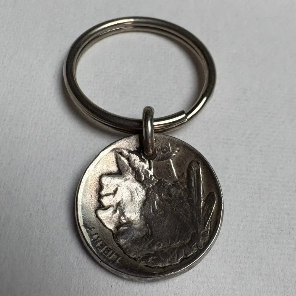 Made From Coins Buffalo Nickel Keyring – Handcrafted Artisan Design – NWOT